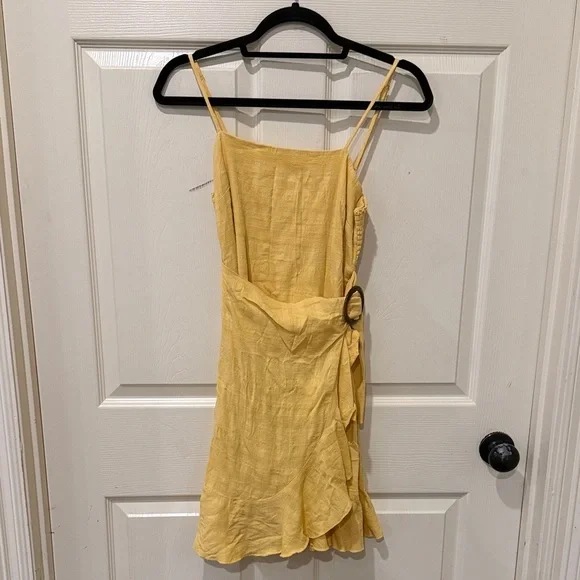 American Eagle yellow faux wrap mini dress, medium - Picture 2 of 7